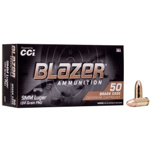CCI – Blazer Brass 9mm Luger, 124 Grain, Full Metal Jacket, 1090 fps