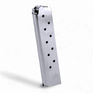 Mec-Gar – 1911 Full-Size 45 ACP, 10 Rounds, Nickel, Metal Floorplate
