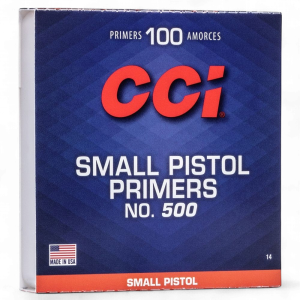 CCI – 100 Small Pistol Primers no. 500