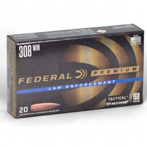 Federal – Law Enforcement Tactical TRU 308 Winchester 168 Gr Tipped Sierra MatchKing 20rds.