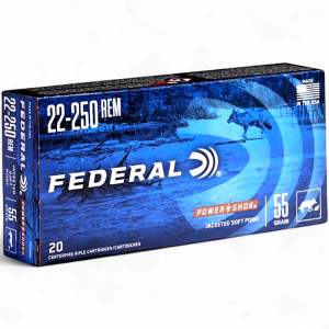 FEDERAL . c.22-250 REM 55GR. SP