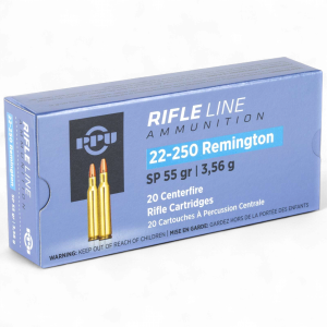 PRVI Rifle Ammo 22-250 REM SP 55gr 20 rds